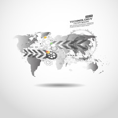 Naklejka premium World map point, line, composition, representing the global, Global network connection,international meaning.