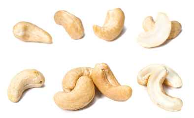 Fototapeta na wymiar cashew nuts on white