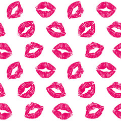 Female lips hearts seamless pattern