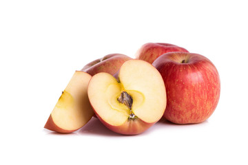 Apple and a half close-up view isolated on white background.