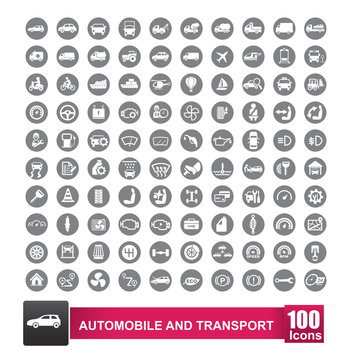 100 icons set of auto transport and logistic isolated on white background vector illustration eps 10 002
