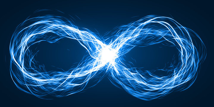 endless loop of moving energy particles