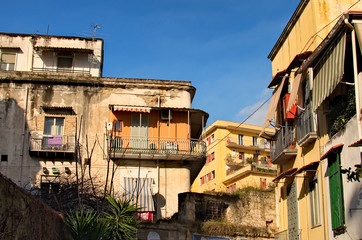 Old residential buildings in Naples. Italy