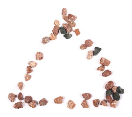 pile pebbles isolated on white background and texture, top view