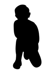  isolated silhouette of a boy sitting