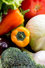 Composition with assorted raw vegetables