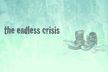 Crisis concept vector  background with ancient and modern shoe comparison used