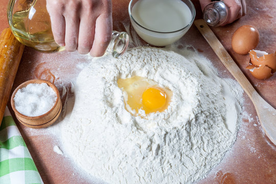 Baker prepared flour for baking