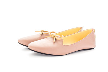 Beige shoes for girl isolated on white background