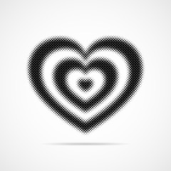 Black heart halftone. Vector illustration
