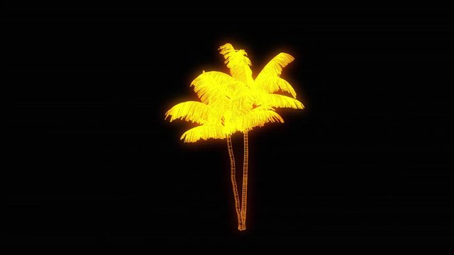  Tree Plant in Wireframe Hologram Style. Nice 3D Rendering
