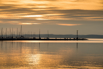 Fototapeta na wymiar Sunset at lake Balaton