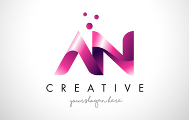 AN Letter Logo Design with Purple Colors and Dots