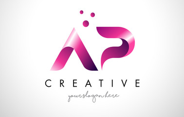 AP Letter Logo Design with Purple Colors and Dots