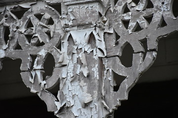 Antique wooden pole.