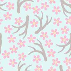 Blooming sakura seamless pattern