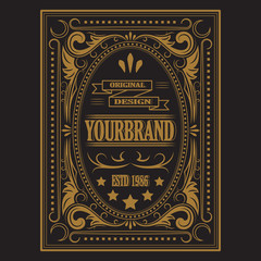 Antique label, vintage frame design, retro logo.