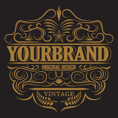 Antique label, vintage frame design, retro logo.