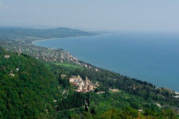 Fototapeta na wymiar Abkhazia, monastery, Orthodox, black sea, temple, the black sea, resort