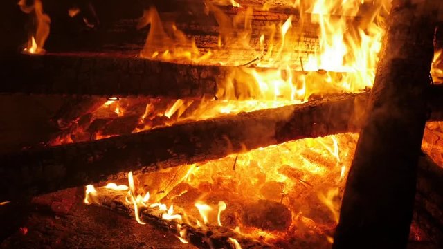 Fire burning flame on the street Novruz Bayram