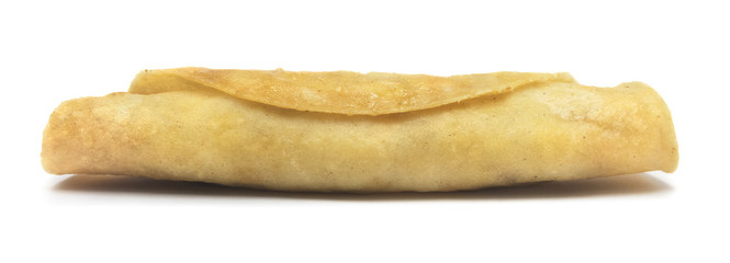 Isolated taquito. Crispy taco isolated on a white background.