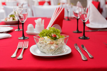 Salad with crab meat