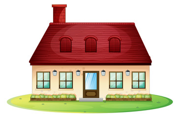 Single house with red roof and chimney