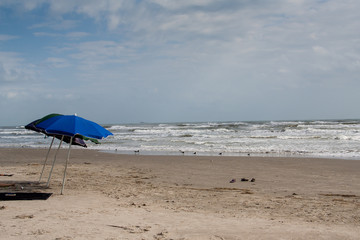Umbrella on the beach in Port Aransas, Texas