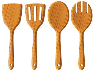 Wooden spoon and spatula