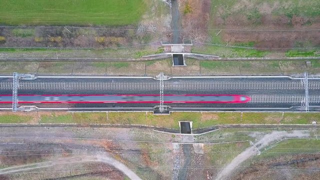 Train Aerial Shot Overhead Top View Zoom Out