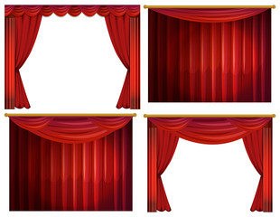 Four designs of red curtains