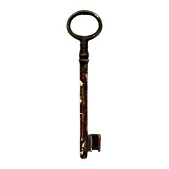 Antique Old KEY isolated on white background, without shadow.