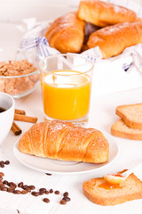 Breakfast with croissants.
