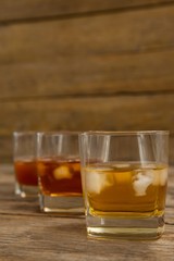 Three glasses of whiskey