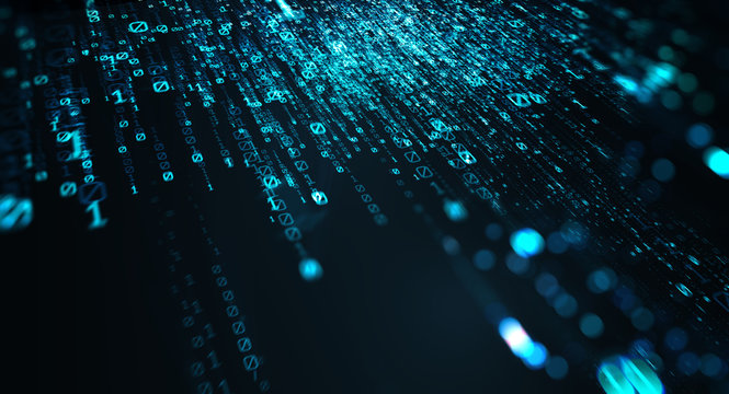 Technological background/Technological background bytes of binary code flying through a vortex. Binary code background, can be used as digital dynamic wallpaper. 3d illustration