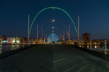 Pontoon bridge during night