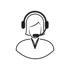 woman operator, headphones, icon, vector illustration eps10