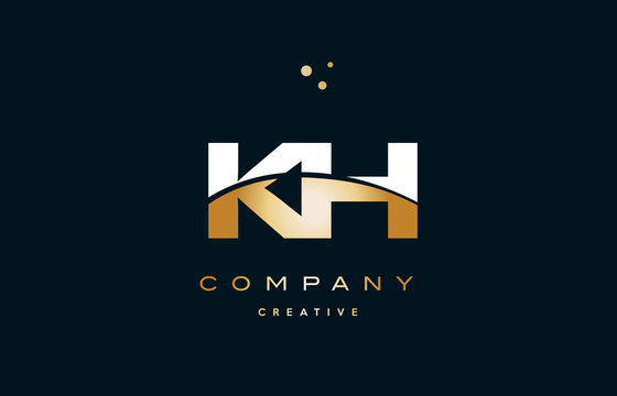 kh k h  white yellow gold golden luxury alphabet letter logo icon template