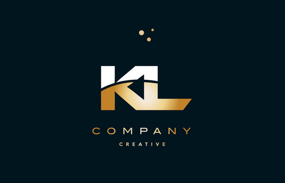 kl k l  white yellow gold golden luxury alphabet letter logo icon template