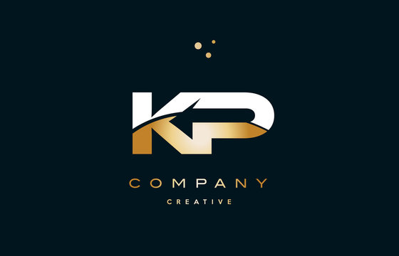 kp k p  white yellow gold golden luxury alphabet letter logo icon template