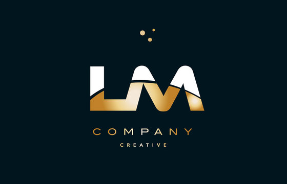 lm l m  white yellow gold golden luxury alphabet letter logo icon template