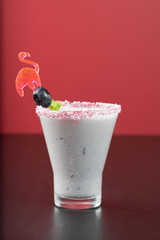fresh fruit juice drink cocktail alcohol mint leaves garnish straw old style glass bar bartender shaker