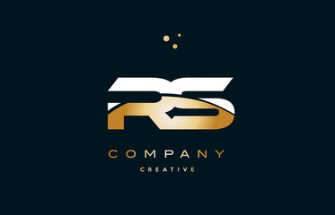 Obraz premium rs r s white yellow gold golden luxury alphabet letter logo icon template