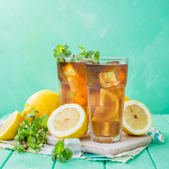 Ice tea in glasses