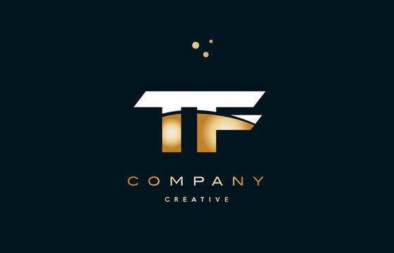 tf t f  white yellow gold golden luxury alphabet letter logo icon template