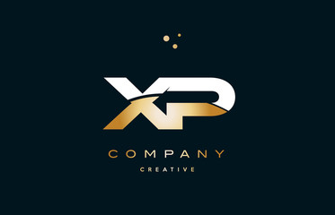 xp x p  white yellow gold golden luxury alphabet letter logo icon template