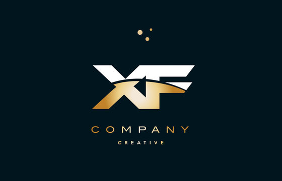 xf x f  white yellow gold golden luxury alphabet letter logo icon template