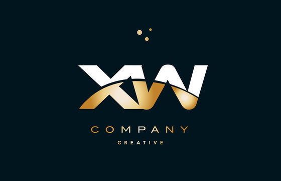 xw x w  white yellow gold golden luxury alphabet letter logo icon template