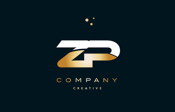 zp z p  white yellow gold golden luxury alphabet letter logo icon template