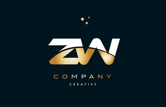 zw z w  white yellow gold golden luxury alphabet letter logo icon template